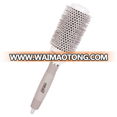 Professional square ceramic boar bristle hair brush with rubber handle