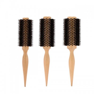 New Design Eco-friendly Boar / Nylon Bristles Rat Tail Natural Wood Thermal Hair Brushes