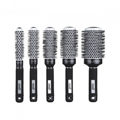 Professional Hot Selling Hairdressing Salon Black Ceramic Thermal Ionic High-Resistant Nylon Hair Brushes