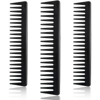 Black Carbon Wide Tooth Comb Detangling Barber Comb Black Carbon Fiber Tooth Comb